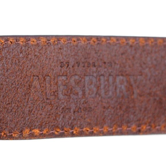 ALESBURY BROWN GENUINE LEATHER 1.5"Wd CASUAL DRESS MEN'S BELT Sz 44/110 (I11 - Picture 8 of 16